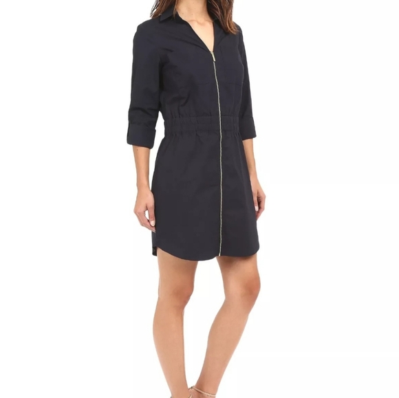 Michael Kors Dresses & Skirts - Zippered Michael Kors Blue Dress with Relaxed Fit and Rolled Sleeves Size M